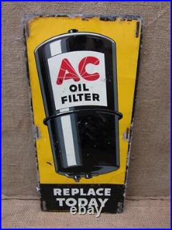 Vintage 1939 A/C Oil Filter Sign Antique Sparkplug Gas Station 11216
