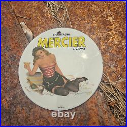 Vintage 1939 Mercier Champagne Epernay Porcelain Gas Oil 4.5 Sign