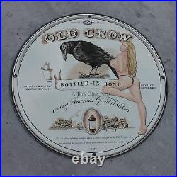 Vintage 1939 Old Crow Kentucky Straight Bourbon Whiskey Porcelain Gas-Oil Sign