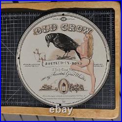 Vintage 1939 Old Crow Kentucky Straight Bourbon Whiskey Porcelain Gas-Oil Sign