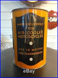 Vintage 1940 Harley Davidson 1 Quart Oil Metal Can