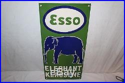 Vintage 1940's Esso Elephant Kerosene Gas Oil 24 Porcelain Metal Sign