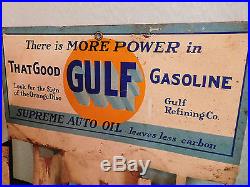 Vintage 1940's Gulf Gasoline & Oil Advertising Tin Display