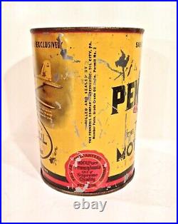 Vintage 1940's Pennzoil 1 Quart Advertising Motor Oil Can With Airplane And Owls