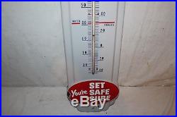 Vintage 1940's Prestone Anti-Freeze Gas Oil 37 Porcelain Metal Thermometer Sign