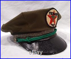 Vintage 1940's Texaco Gas Station Attendant Hat Cap Uniform Service Oil Sign Old