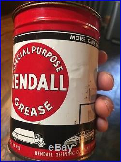 Vintage 1940s Kendall Special Purpose Grease Original Oil Can 1lb Water Pump