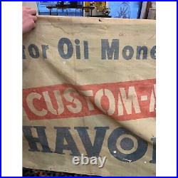 Vintage 1940s Texaco Havoline Motor Oil Large Cloth Advertising Banner Sign