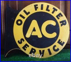 Vintage 1941 Ac Oil Filter Service Gas Station Advertising Metal Flange Sign