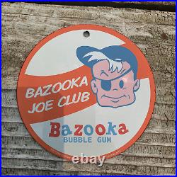 Vintage 1942 Bazooka Bubble Gum Porcelain Gas Oil 4.5 Sign