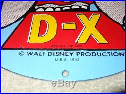 Vintage 1942 Walt Disney Dumbo D-x 11 3/4 Porcelain Metal DX Gasoline Oil Sign