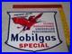 Vintage 1947 Mobil Mobilgas Special Pegasus 1' Porcelain Metal Gasoline Oil Sign