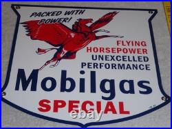 Vintage 1947 Mobil Mobilgas Special Pegasus 1' Porcelain Metal Gasoline Oil Sign