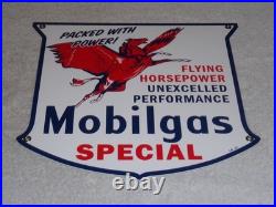 Vintage 1947 Mobil Mobilgas Special Pegasus 1' Porcelain Metal Gasoline Oil Sign