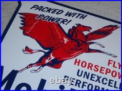 Vintage 1947 Mobil Mobilgas Special Pegasus 1' Porcelain Metal Gasoline Oil Sign