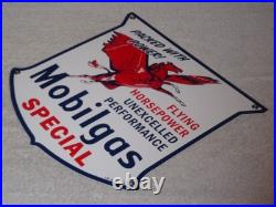 Vintage 1947 Mobil Mobilgas Special Pegasus 1' Porcelain Metal Gasoline Oil Sign