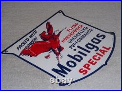 Vintage 1947 Mobil Mobilgas Special Pegasus 1' Porcelain Metal Gasoline Oil Sign