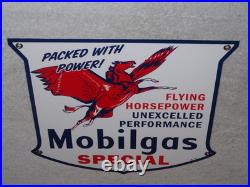 Vintage 1947 Mobil Mobilgas Special Pegasus 1' Porcelain Metal Gasoline Oil Sign