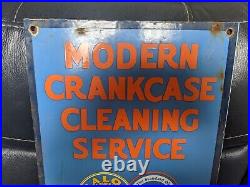 Vintage 1948 Crankcase Service Standard Oil Porcelain Gas Station Sign 12 X 18