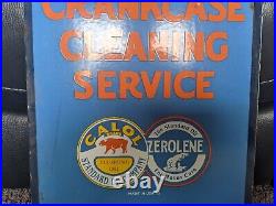 Vintage 1948 Crankcase Service Standard Oil Porcelain Gas Station Sign 12 X 18