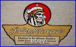 Vintage 1948 Indian Motorcycles Sales+ Service Porcelain Metal Gasoline Oil Sign