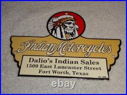 Vintage 1948 Indian Motorcycles Sales+ Service Porcelain Metal Gasoline Oil Sign