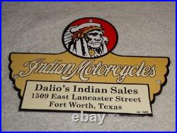 Vintage 1948 Indian Motorcycles Sales+ Service Porcelain Metal Gasoline Oil Sign