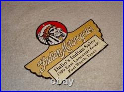 Vintage 1948 Indian Motorcycles Sales+ Service Porcelain Metal Gasoline Oil Sign