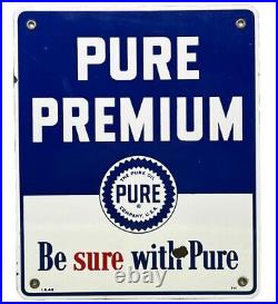 Vintage 1948 Pure Gasoline Porcelain Sign Gas Station Pump Motor Oil Service