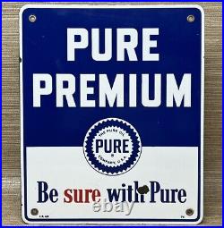 Vintage 1948 Pure Gasoline Porcelain Sign Gas Station Pump Motor Oil Service