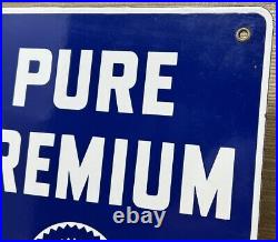 Vintage 1948 Pure Gasoline Porcelain Sign Gas Station Pump Motor Oil Service