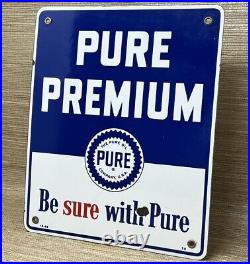 Vintage 1948 Pure Gasoline Porcelain Sign Gas Station Pump Motor Oil Service