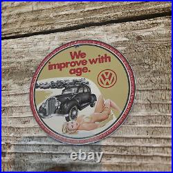 Vintage 1948 Volkswagen Automobile Porcelain Gas Oil 4.5 Sign