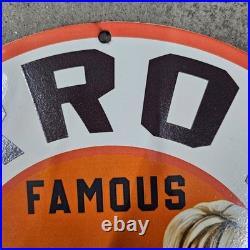 Vintage 1949 Arrow Famous Old Us Gasoline Oil Gas Pump Enamel Porcelain Sign