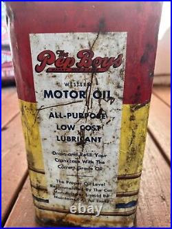 Vintage 1949 Pep Boys Western Motor Oil Can 2 Gallon Manny, Moe & Jack Rare