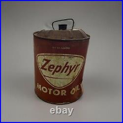 Vintage 1950's-60's Zephyr 5 Gallon Motor Oil Can Red With Handle