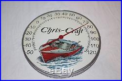 Vintage 1950's Chris Craft Motor Boat Gas Oil 12 Metal Glass Thermometer Sign