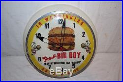 Vintage 1950's Frisch's Big Boy Restaurant Gas Oil 17 Lighted Clock SignWorks