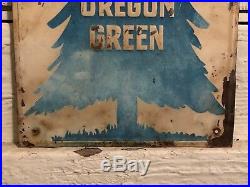 Vintage 1950's Keep Oregon Green Tree Forest Farm Embossed Metal Sign Gas Oil