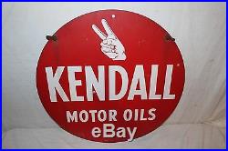 Vintage 1950's Kendall Motor Oils Oil Gas Station 2 Sided 24 Metal Sign