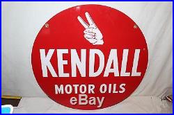 Vintage 1950's Kendall Motor Oils Oil Gas Station 2 Sided 24 Metal SignNice