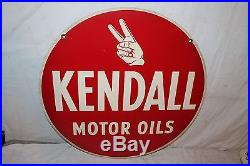 Vintage 1950's Kendall Motor Oils Oil Gas Station 2 Sided 24 Metal SignNice