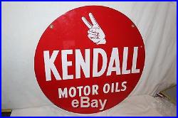 Vintage 1950's Kendall Motor Oils Oil Gas Station 2 Sided 24 Metal SignNice