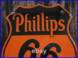 Vintage 1950's Phillips 66 Motor Oil Porcelain Gas Station Sign 13×12