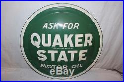 Vintage 1950's Quaker State Motor Oil Gas Station 24 Bubble Front Metal Sign