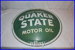 Vintage 1950's Quaker State Motor Oil Gas Station 24 Bubble Front Metal Sign