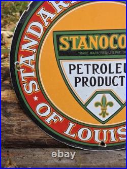 Vintage 1950's Standard Oil Co Of Louisiana Porcelain Sign 12 Vintage 1950's Standard Oil Co Of Louisiana Porcelain Sign 12
