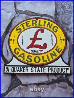 Vintage 1950's Sterling Gasoline Porcelain Sign 8. ×7.5