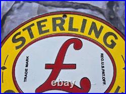 Vintage 1950's Sterling Gasoline Porcelain Sign 8. ×7.5