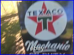 Vintage 1950's Texaco Mechanic On Duty Porcelain Gas Station Pump Sign 16 X 12 Vintage 1950's Texaco Mechanic On Duty Porcelain Gas Station Pump Sign 16 X 12